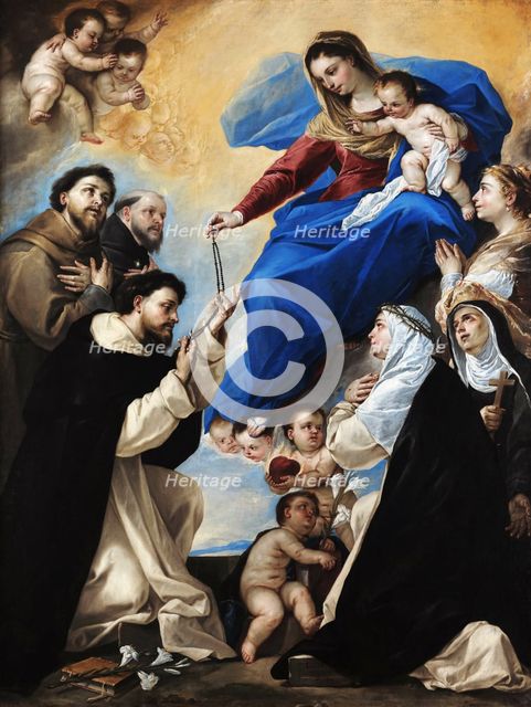 Madonna of the Rosary, 1657. Creator: Giordano, Luca (1632-1705).