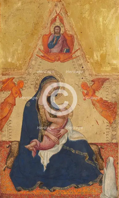 Madonna of Humility, The Blessing Christ, Two Angels, and a Donor [obverse], c. 1380/1390. Creator: Andrea di Bartolo.