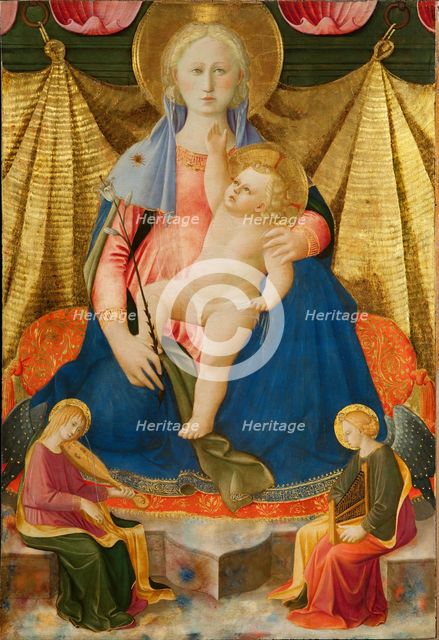 Madonna of Humility with Two Musician Angels, c. 1450. Artist: Strozzi, Zanobi (1412-1468)
