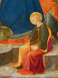Madonna of Humility with Two Musician Angels. Detail: Musician Angel, c1450