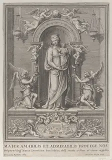 Madonna of Loreto, within a niche with an angel on either side, 1650-1724. Creator: Benoit Farjat