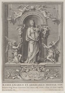 Madonna of Loreto, within a niche with an angel on either side, 1650-1724. Creator: Benoit Farjat