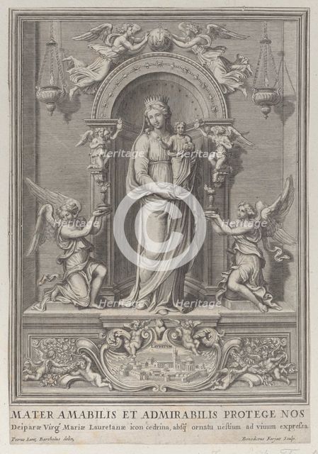 Madonna of Loreto, within a niche with an angel on either side, 1650-1724. Creator: Benoit Farjat.