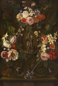 Madonna surrounded by a Garland of Flowers, 1667. Creator: Jan Philips van Thielen