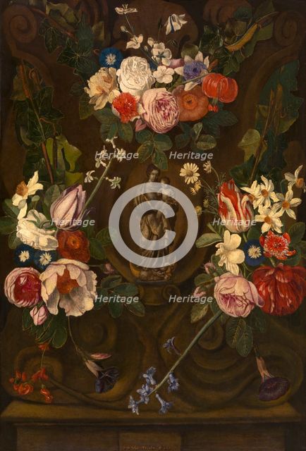 Madonna surrounded by a Garland of Flowers, 1667. Creator: Jan Philips van Thielen.