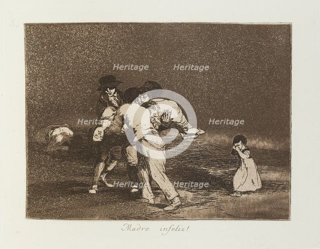 Madre infeliz!; Los Desastres de la Guerra, Madrid 1863. Creator: Francisco Goya.