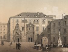 Madrid, building of the Monte de Piedad and Savings Bank in 1842, engraving 1870
