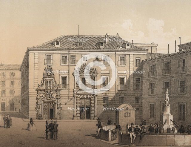 Madrid, building of the Monte de Piedad and Savings Bank in 1842, engraving 1870.