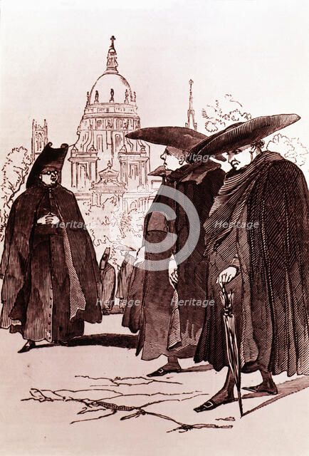 Madrid typical customs, the Clergy in a morning walk through the village of Madrid (1845), in the…