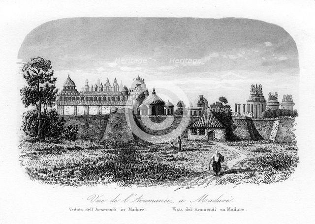 Madurai temple, India, c1840.Artist: N Remond