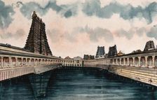 Madurai: the Golden Lotus tank, the temple tank at the Meenakshi - ...(between 1800 & 1899?). Creator: Unknown