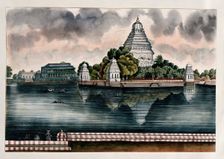 Madurai: a view of the tank and the Judge's house, (between 1800 and 1899?). Creator: Unknown