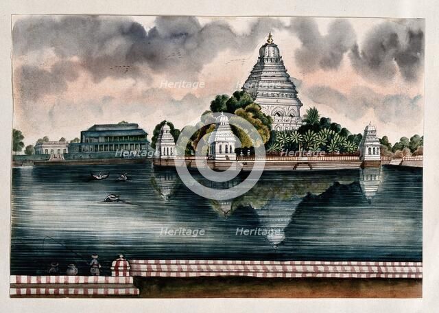 Madurai: a view of the tank and the Judge's house, (between 1800 and 1899?). Creator: Unknown.
