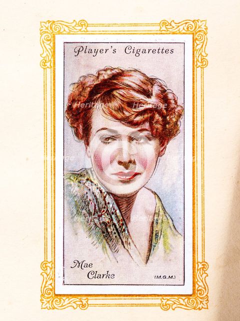 Mae Clark Collectables Picture of movie stars that came with the Players cigarette packet, 1934.  Creator: Unknown.