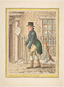 Maecenas, in pursuit of the Fine Arts.-Scene, Pall Mall; a Frosty Morning, May 9, 1808. Creator: James Gillray