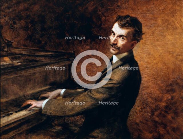 Maestro Arturo Toscanini (1867-1957) at the piano, 1902. Creator: Chartran, Théobald (1849-1907).