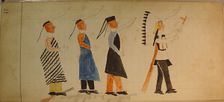 Maffet Ledger: Three indians following a chief, ca. 1874-81. Creator: Unknown