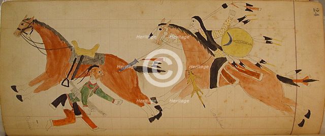 Maffet Ledger: Two Indians with horses, ca. 1874-81. Creator: Unknown.