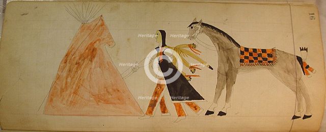 Maffet Ledger: Indian and horse, ca. 1874-81. Creator: Unknown.