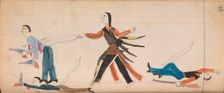 Maffet Ledger: Indian and three white men, ca. 1874-81. Creator: Unknown