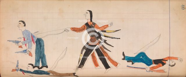 Maffet Ledger: Indian and three white men, ca. 1874-81. Creator: Unknown.