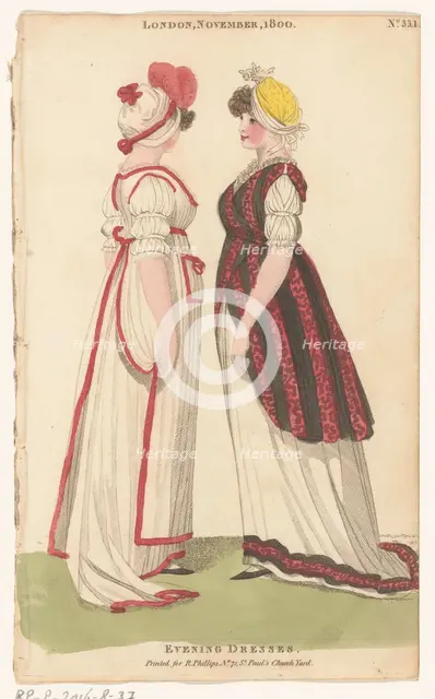 Magazine of Female Fashions of London and Paris, London, November, 1800, No. 33.1: Evening..., 1800. Creator: Unknown.