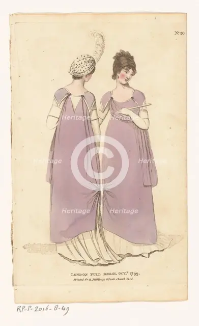 Magazine of Female Fashions of London and Paris, No. 20. London Full Dress. Oct. 1799, 1799. Creator: Unknown.