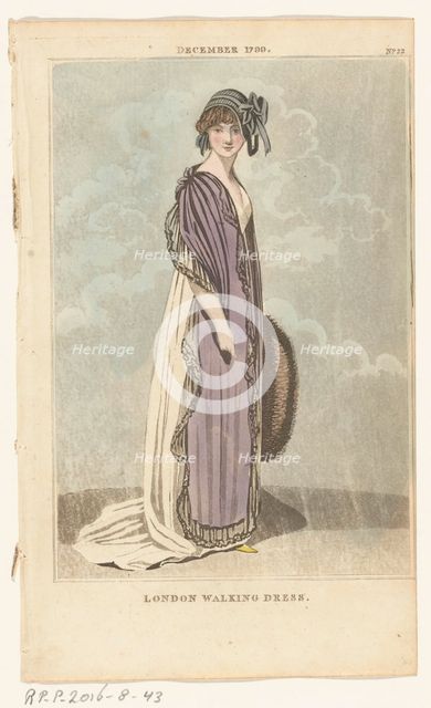 Magazine of Female Fashions of London and Paris, No.22, December 1799. London Walking Dress, 1799. Creator: Unknown.