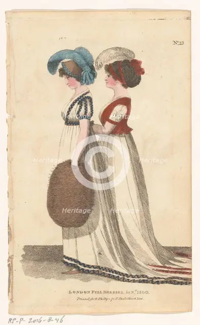 Magazine of Female Fashions of London and Paris. No.23. London Full Dresses, Jan. 1800, 1800. Creator: Unknown.