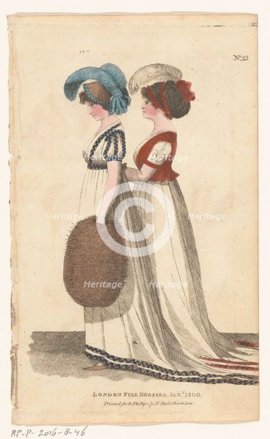 Magazine of Female Fashions of London and Paris. No.23. London Full Dresses, Jan. 1800, 1800. Creator: Unknown.