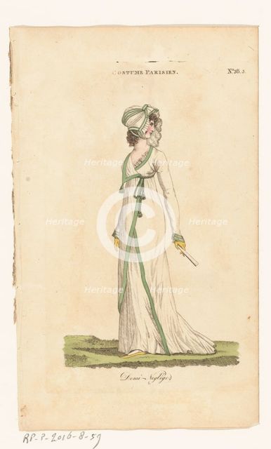 Magazine of Female Fashions of London and Paris. No. 28.3: Costume Parisien: Demi..., 1798-1806. Creator: Unknown.