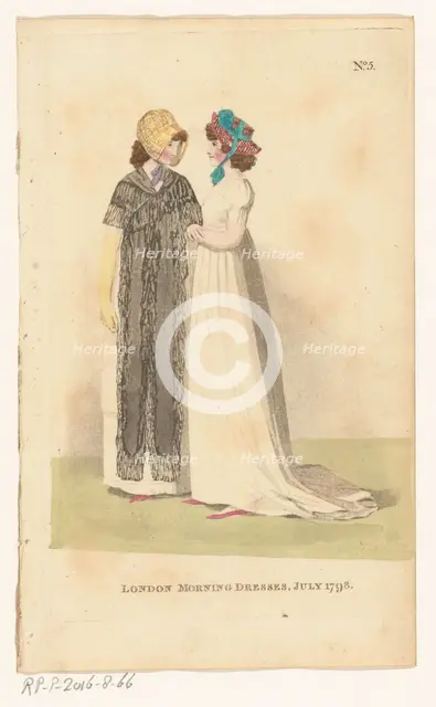 Magazine of Female Fashions of London and Paris, No. 5: London Morning Dresses, July 1798., 1798. Creator: Unknown.