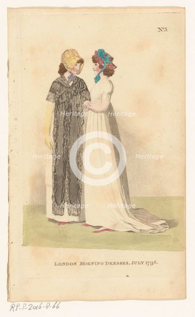 Magazine of Female Fashions of London and Paris, No. 5: London Morning Dresses, July 1798., 1798. Creator: Unknown.