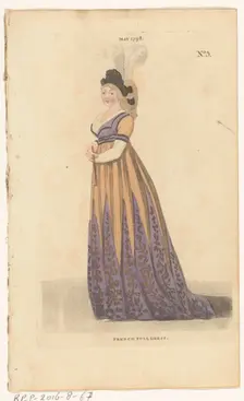 Magazine of Female Fashions of London and Paris, No. 5, May 1798: French Full Dress, 1798. Creator: Unknown