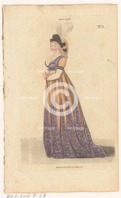 Magazine of Female Fashions of London and Paris, No. 5, May 1798: French Full Dress, 1798. Creator: Unknown.