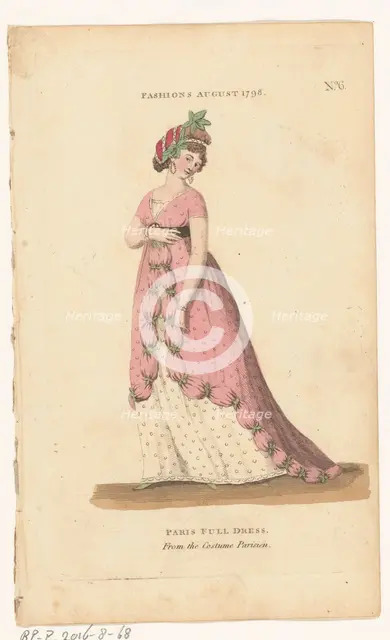 Magazine of Female Fashions of London and Paris, No. 6, Fashions August 1798: Paris Full..., 1798. Creator: Unknown.