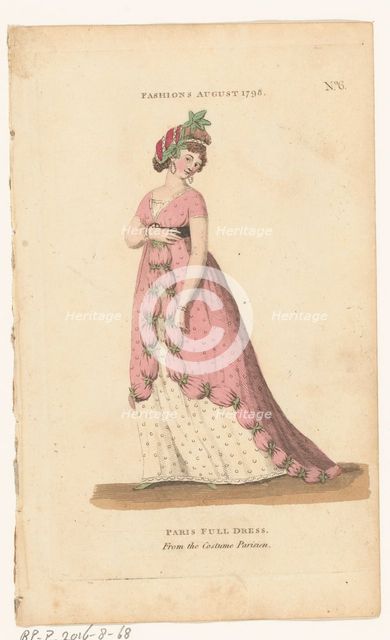 Magazine of Female Fashions of London and Paris, No. 6, Fashions August 1798: Paris Full..., 1798. Creator: Unknown.