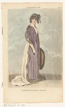 Magazine of Female Fashions of London and Paris, No.22, December 1799. London Walking Dress, 1799. Creator: Unknown