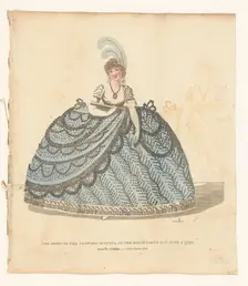 Magazine of Female Fashions of London and Paris. The dress of the Princess Augusta, on the..., 1799. Creator: Piercy Roberts