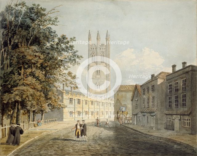 Magdalen College and the Eastern End of the High Street, Oxford, 1795. Artist: Rev Robert Nixon.