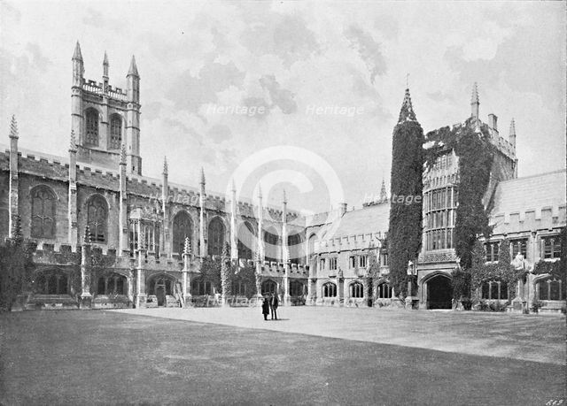 'Magdalen College-Cloister and Bell and Founder's Towers', c1896. Artist: Unknown.