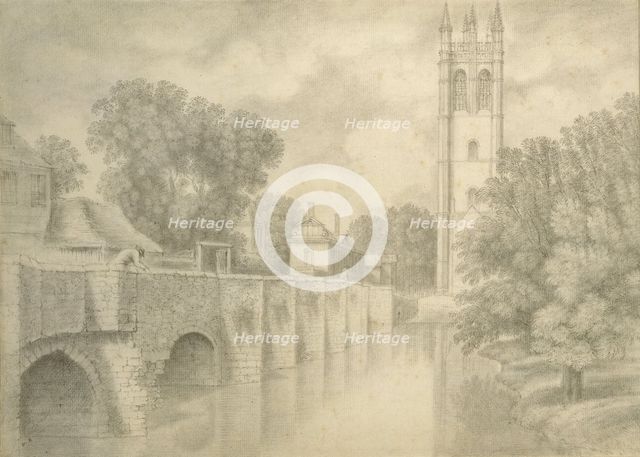 Magdalen Bridge and Tower, 18th century. Artist: John Baptist Malchair.