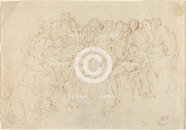 Magdalene Washing the Feet of Christ with Eight Disciples Looking On [recto]. Creator: Donato Creti.