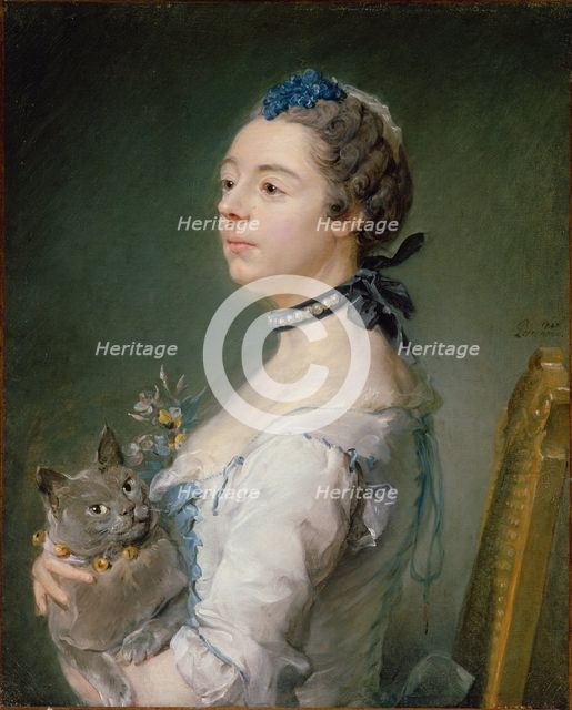 Magdaleine Pinceloup de la Grange, née de Parseval, 1747. Artist: Perronneau, Jean-Baptiste (1715-1783)