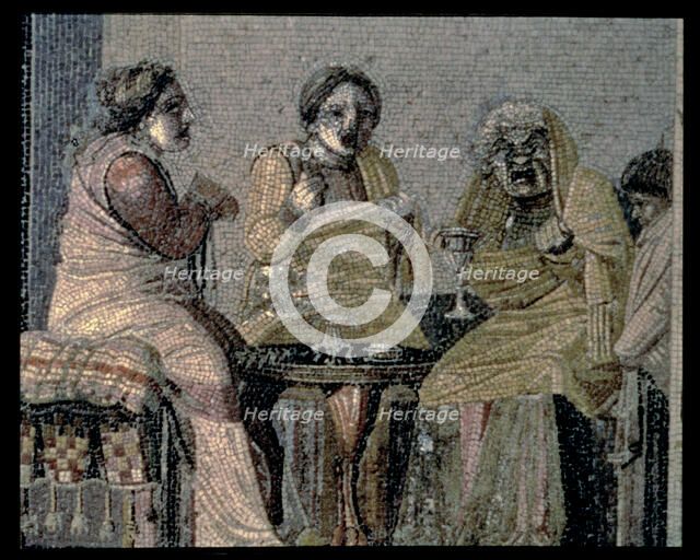 Magician and her customers. Mosaic from Pompeii's Villa of Cicero, c. 100 a.C..