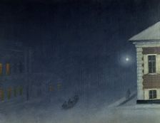 Magistratskaia Street on a Moonlit Evening, 1899. Creator: Pavel Mikhailovich Kosharov