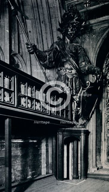 'Magog (Corineus), one of the two City giants burnt in the London Guildhall fire, 1940. Artist: Unknown.
