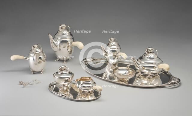 Magnolia Blossom tea and coffee service, designed 1905, produced post 1945. Creator: Georg Jensen.