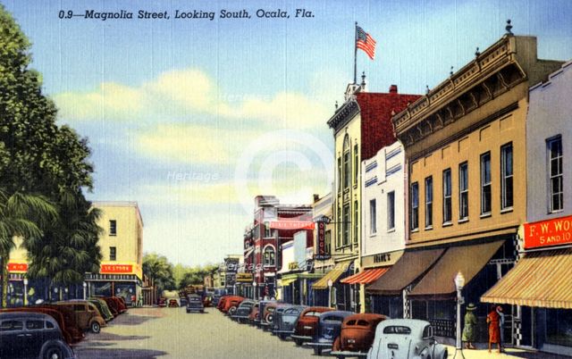 Magnolia Street looking south, Ocala, Florida, USA, 1940. Artist: Unknown