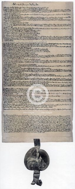 Magna Carta, English charter originally issued in 1215. Artist: Unknown